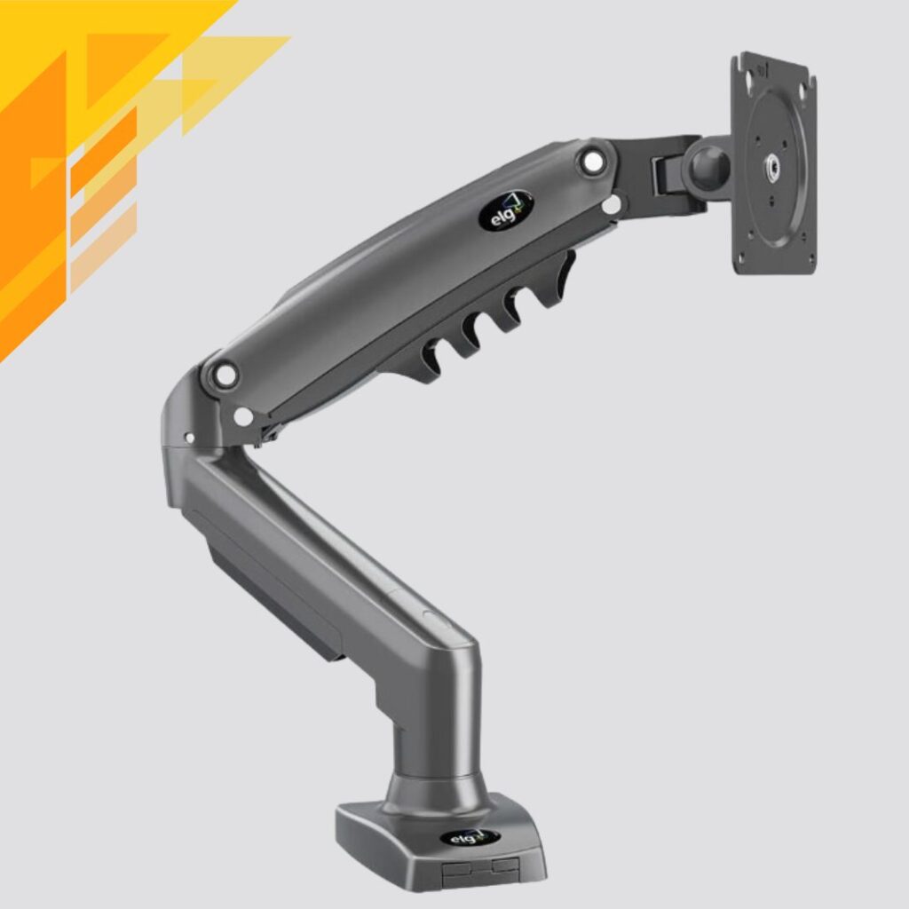 ELG F80N - Suporte Ergonômico Articulado de Mesa com Pistão a Gás, Design Compacto e Retrátil para Monitores de 17'' a 35'', Preto